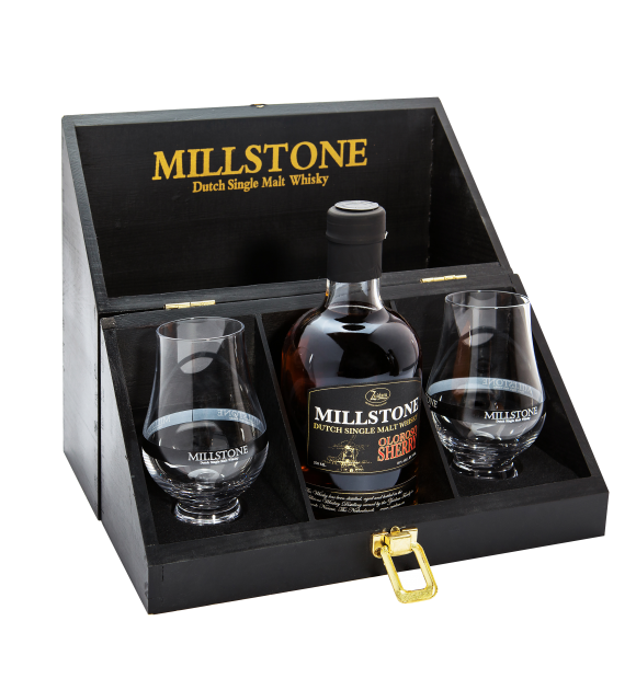Houten Geschenkkist met Trio Millstone 200ml (OL, PPX, RYE100) 